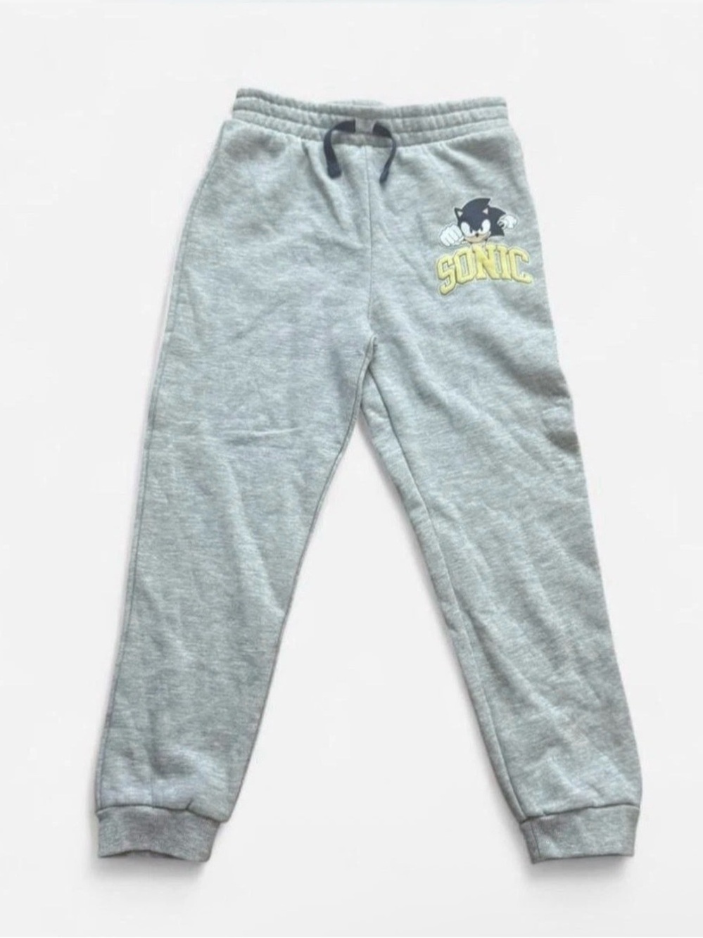Sonic the Hedgehog Boys 7Y Gray Jogger Sweatpants SEGA Graphic Drawstring Cuffed - Picture 2 of 10